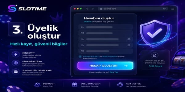 Slotime Üyelik Oluşturma Adımı